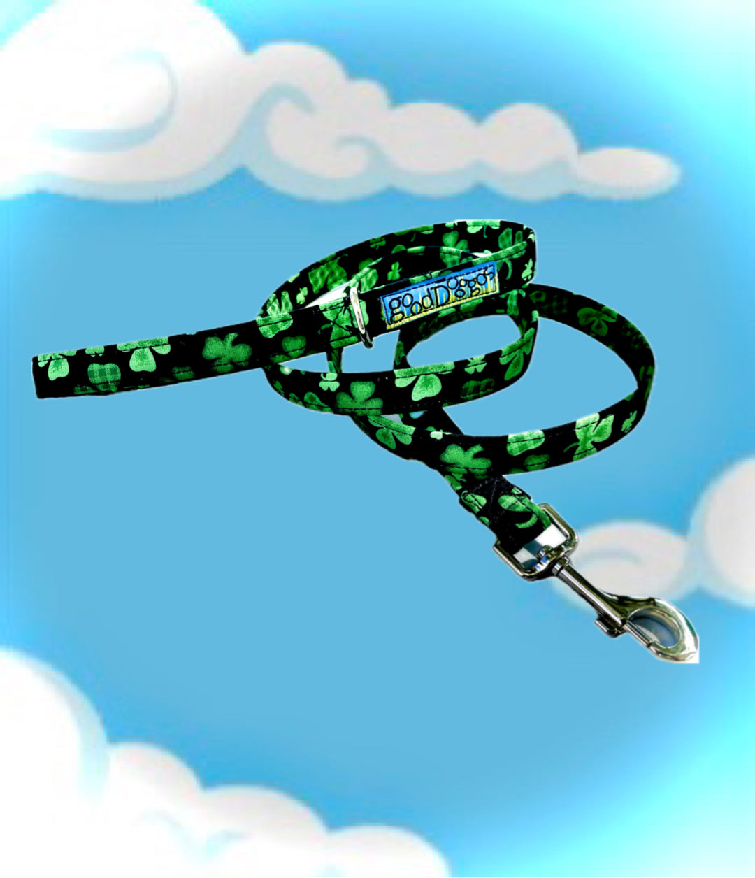 Shamrocks on Black Leash