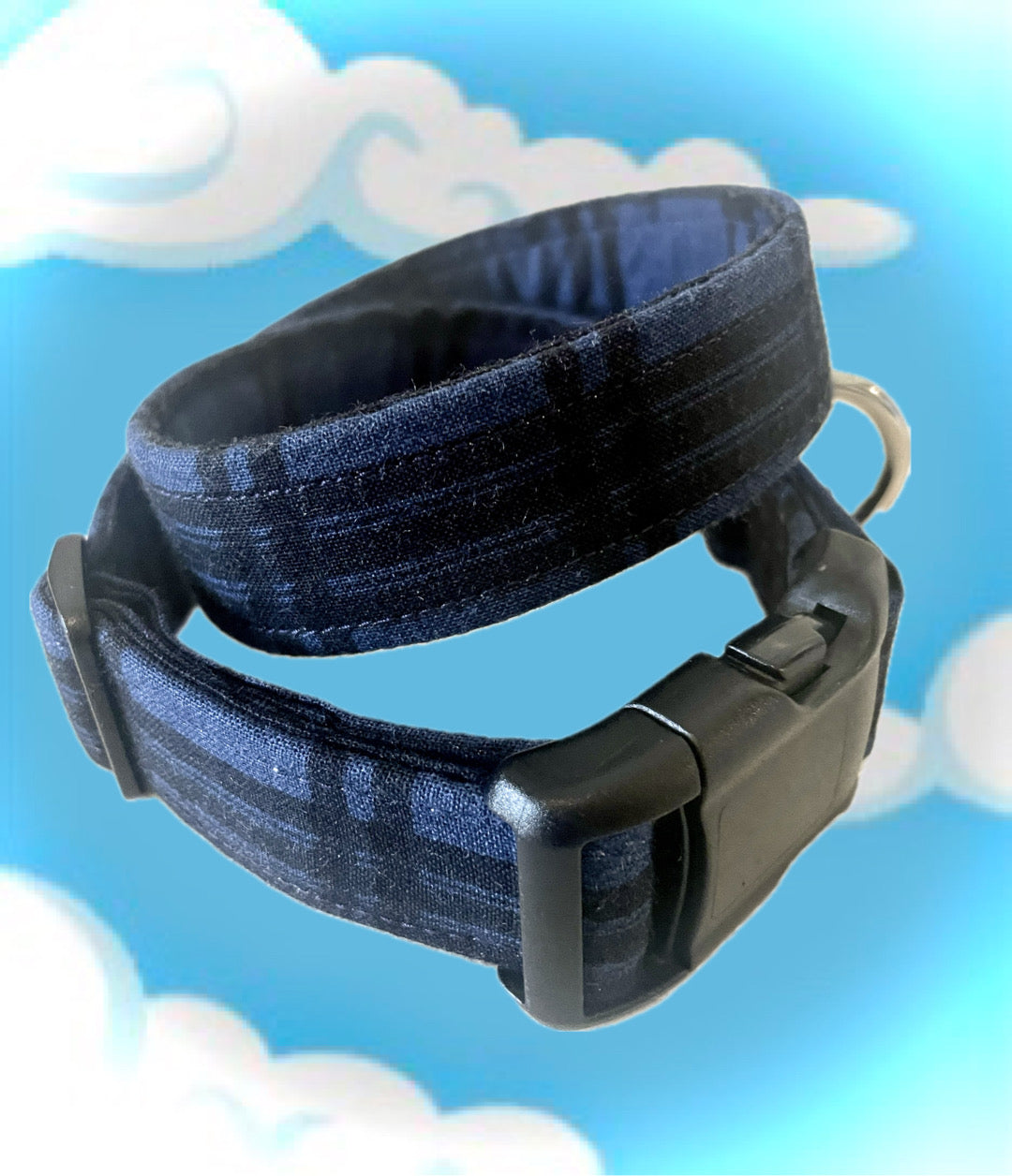 Dark Blue Check Collar