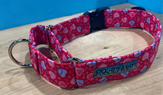 Candy Hearts Martingale Collar