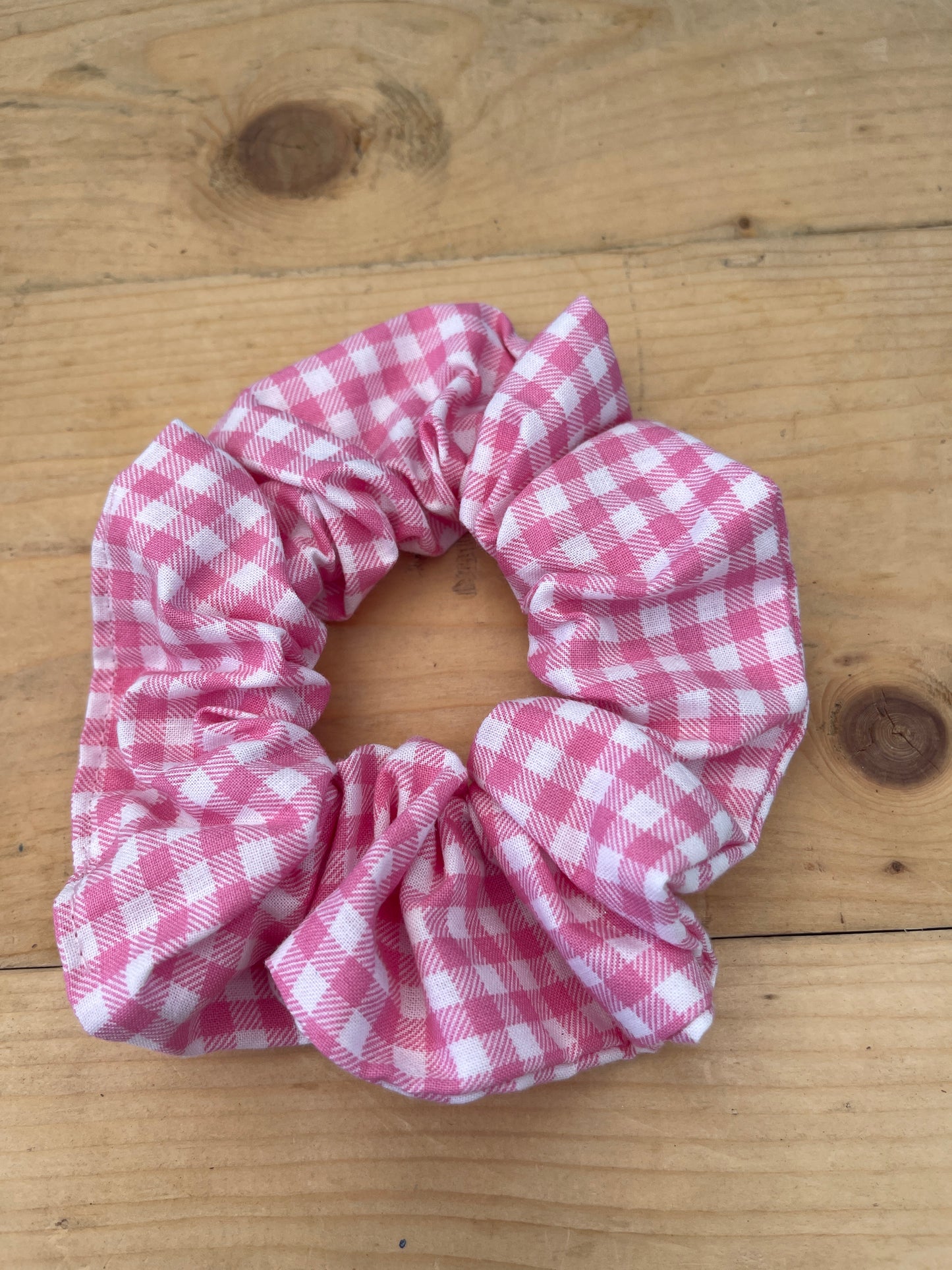 Pink Gingham Scrunchies